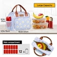 thumbnail image 2 of Lunch Bag for Woman Man Adults with Front Pocket Insulated Lunch Tote with Side Pockets Lunch Box Container for Work Picnic or Travel (Blue Daisy), 2 of 6