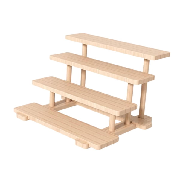 Expositor de madera con múltiples capas para joyas, organizador para esculturas y manualidades. 4 capas
