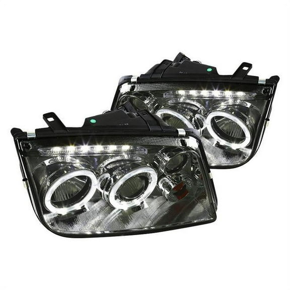 Spec D Tuning LHP-JET99G-RS Chrome & Smoke Halo Projector Headlights with Parking LED for 1999-2005 Volkswagen Jetta
