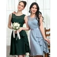 thumbnail image 4 of Women's Cocktail Dresses Prom Wedding Guest Short Bridesmaid Dresses Ruffle Hem Sleeveless Lace Formal Dress, 4 of 10