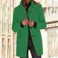 thumbnail image 2 of Pimfylm Women Winter Long Pea Coat Wool Blend Stand Collar Single Thicken Blazer Jacket Green, S, 2 of 5