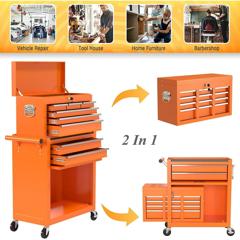 Rolling Tool Chest with Wheels and 8 Drawers, Detachable Large