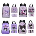 thumbnail image 2 of Sanrio Kuromi-mochila con estampado 3D para niños, morral deportivo de gran capacidad para estudiantes de primaria, bolsa de almuerzo, 3 piezas, 2 of 4