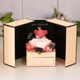 thumbnail image 2 of Perpetual Flowers Double Open Bear Jewelry Double Open Surprise Box Mother's Day Valentine's Day Gift for Mom Lover Wrapping Box (Three Red Flowers,13X13X17.5cm), 2 of 6