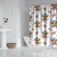 thumbnail image 2 of White Highland Cow Flower Bow Pattern Shower Curtain 84"x72" ,Bathroom Decorative Shower Curtains Set with 12 Hooks,Modern Waterproof Washable Shower Curtain, 2 of 6