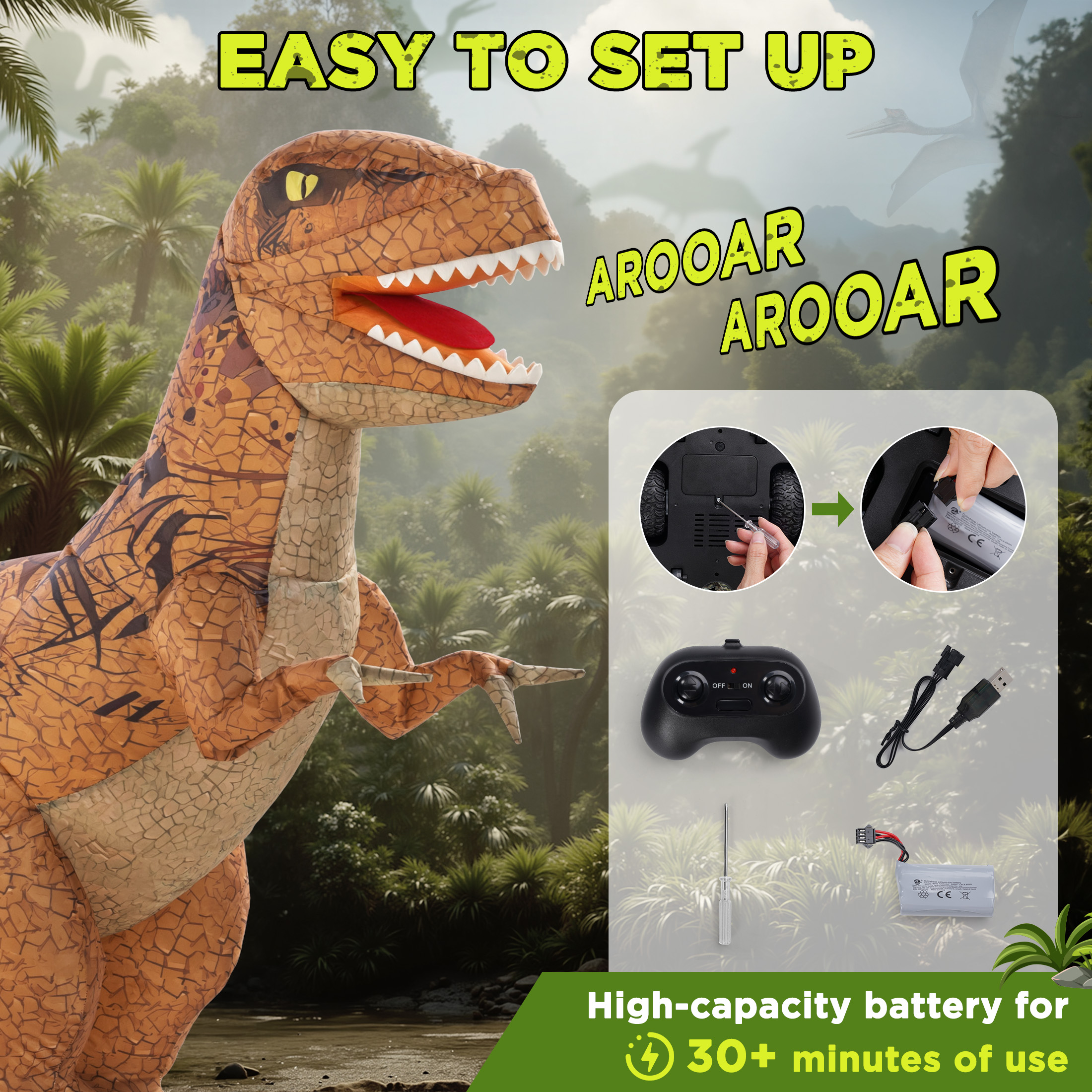 WOWEHICLE 4ft Inflatable Dinosaur RC Car photo 5