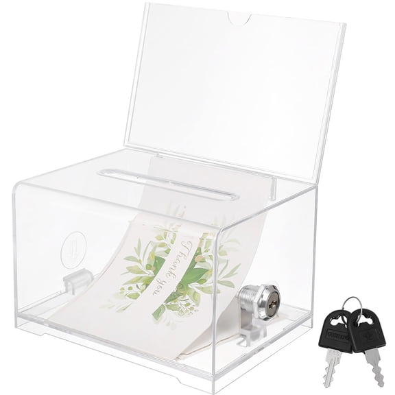 PAMINGONO Set of Acrylic Donation Boxes with Sign Holders for Business, Fundraising, and