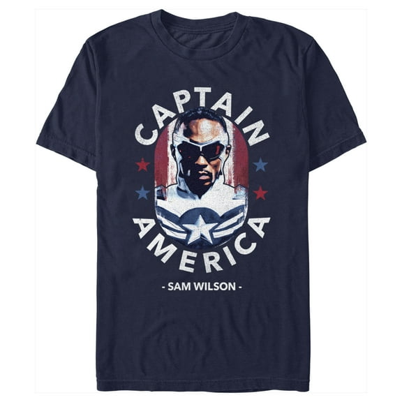 Men's Marvel The Falcon and the Winter Soldier Captain America Sam Wilson  Graphic Tee Navy Blue 3X Large