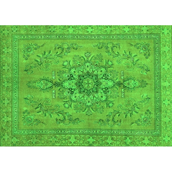 Ahgly Company Indoor Rectangle Abstract Green Modern Area Rugs, 2' x 5'