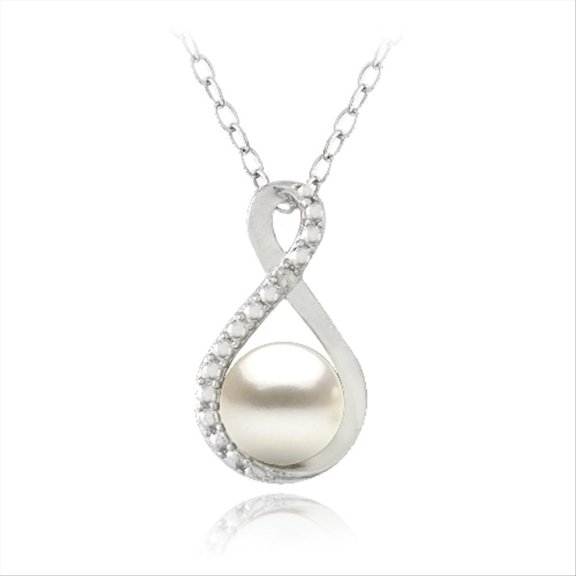 Sterling Silver Diamond Accent Freshwater Cultured Pearl Infinity Necklace