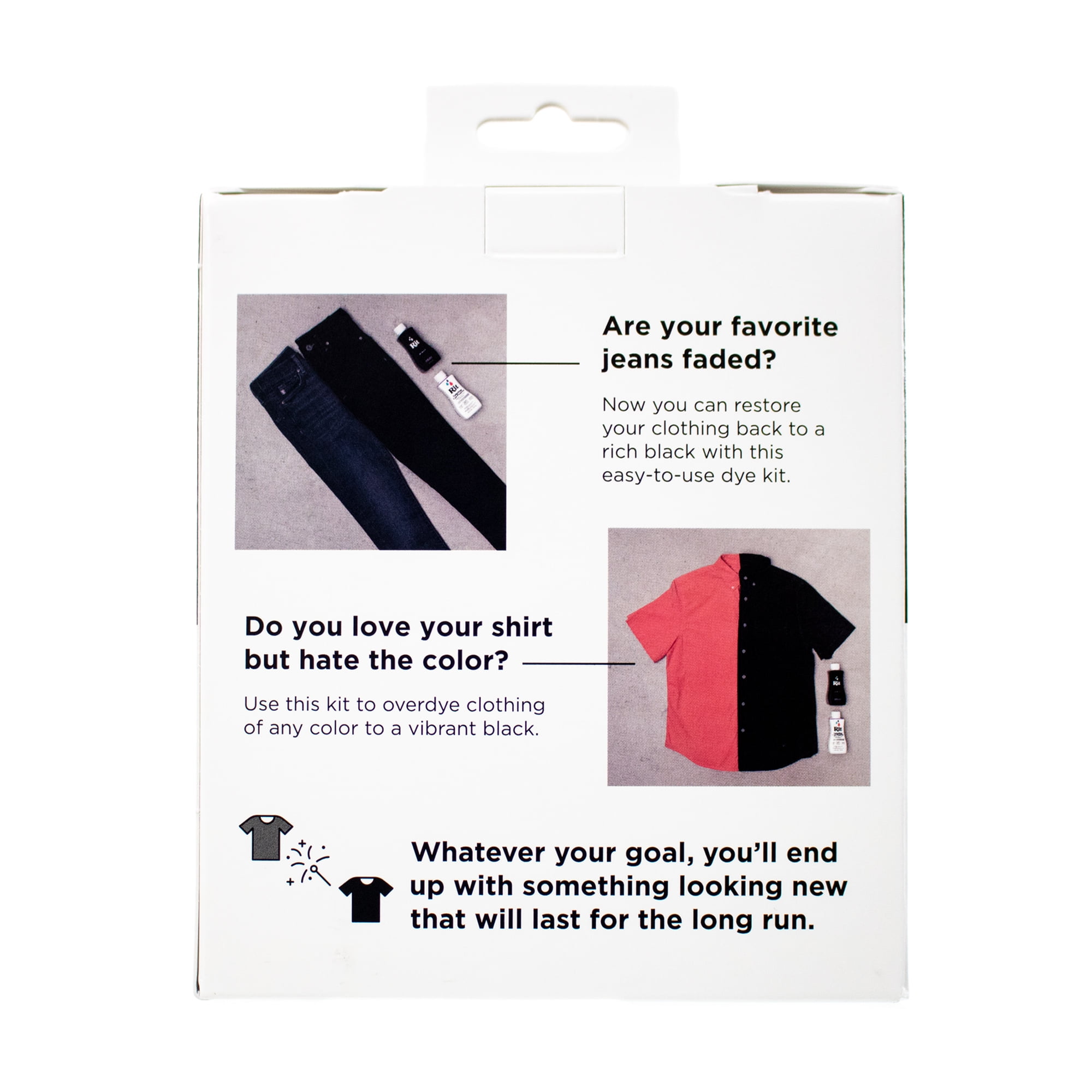 Craft County Rit Back to Black Dye Kit – Restore Faded Clothing – Vibrant Black – Two Bottles of 8.0 FL. OZ.