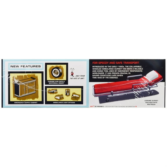 Skill 2 Model Kit 1959 Cadillac Ambulance with Gurney Accessory 1/25 Scale Model by AMT