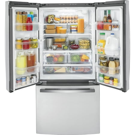 GE - 18.6 Cu. Ft. French Door Counter-Depth Refrigerator - Stainless steel