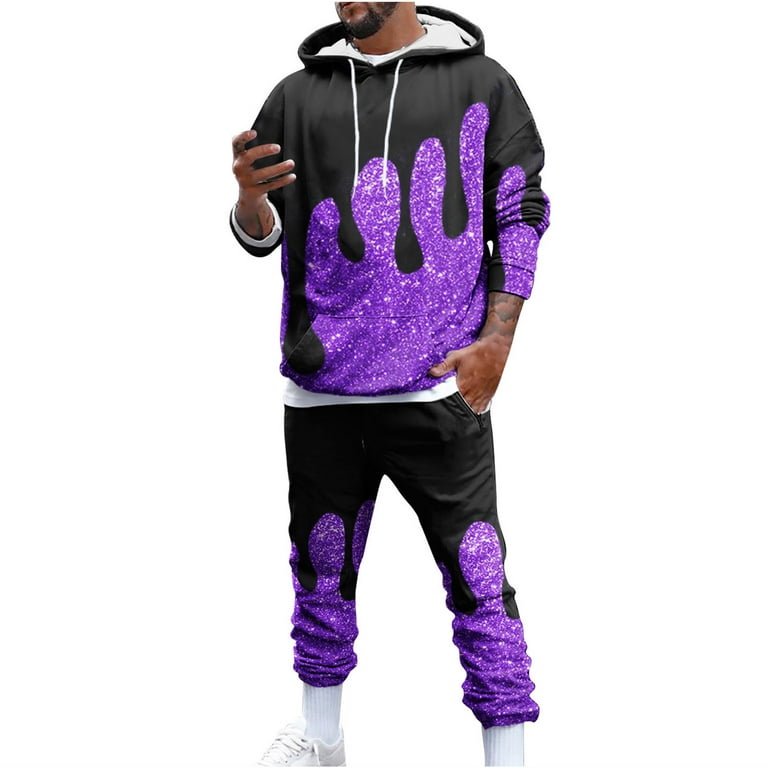 Men Jogger Tracksuit 2 Piece Casual Pant Jacket Sweatsuit Hip Hop  Sweatshirt Set