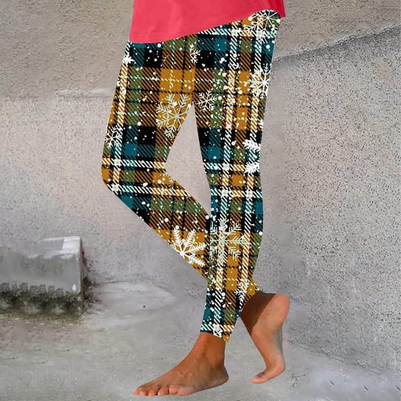 JMKQLZ Women's Christmas Themed Leggings with Seasonal Prints, Soft and Comfortable Yoga Pants for Casual Wear, Stretchy Activewear for Home Relaxation and Daily Activities