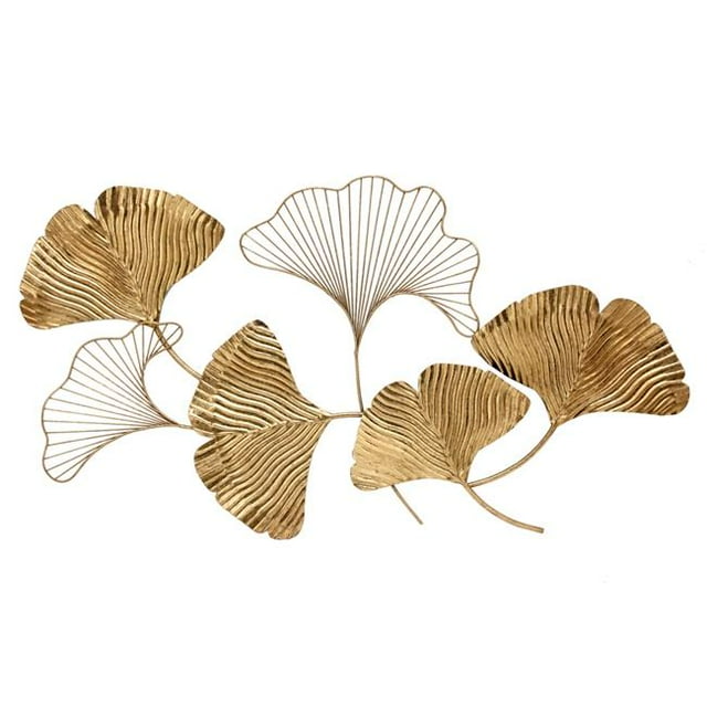 Decorative Metal Petal Wall Decor with Intricate Carvings, Gold