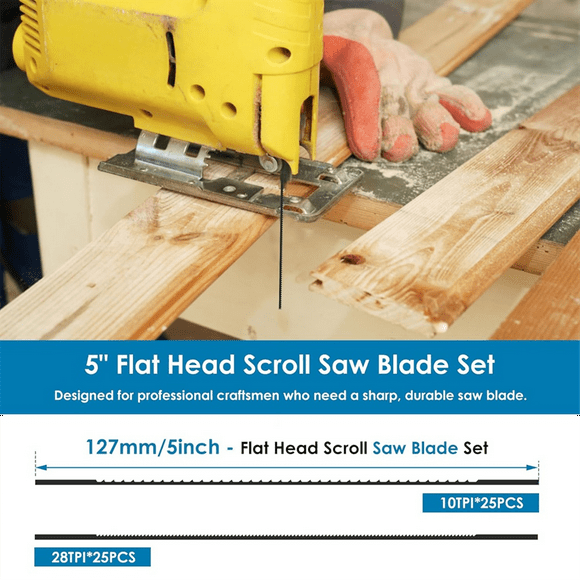 50 Pack Plain End Scroll Saw Blades 5 Inch Scroll Saw 10 TPI 28 TPI Scroll Saw Blades Assortment for Wood Plastic Metal