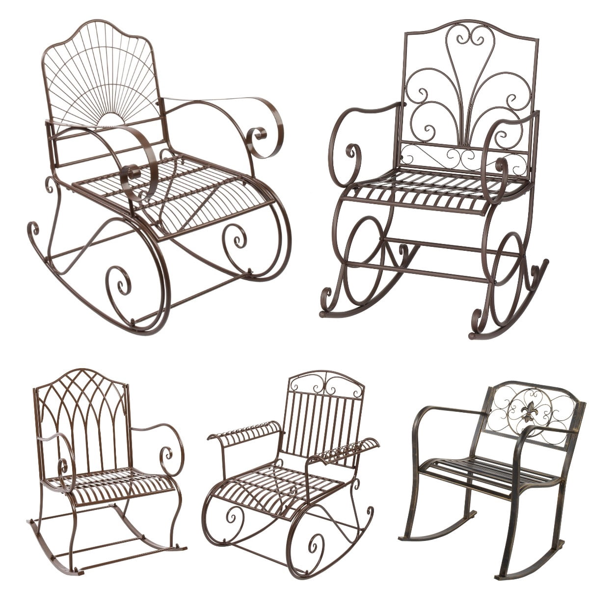Goorabbit Wrought Iron Rocking Chair Set,Porch Rocking Chair with