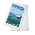 thumbnail image 1 of Sitka, Alaska, Cruise Ship and Whales (100% Cotton Tea Towel, Decorative Hand Towel, Kitchen and Home), 1 of 3