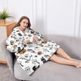thumbnail image 5 of Oversized Wearable Blanket Hoodie,Halloween Spooky Icons Pattern Sherpa Blanket Hoodie with Super Pockets,Super Warm Fuzzy Pullover for Women & Men, 5 of 6