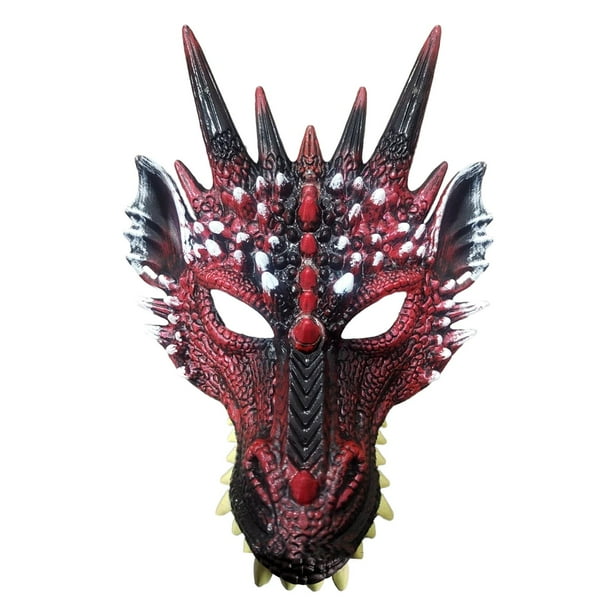 Máscara de dragón 3D, accesorios de máscara de media cara para fiesta, máscara de cabeza de dragón de fantasía realista, máscara de animal aterrador Estilo H Yinane Cubierta de cabeza de dragón