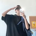 thumbnail image 4 of M-8XL camisetas de gran tamaño para hombre, camiseta básica lisa de gran tamaño, Top informal holgado con cuello redondo, ropa para hombre gordo de talla grande, 4 of 5