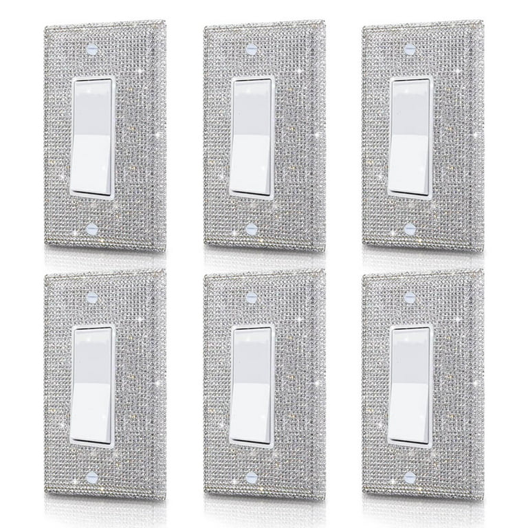 Silver Shiny Silver Rhinestones Wall Plates, 6 Pieces Light Switch