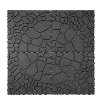 Anykoon 12"x12" Patio Deck Tiles,  44pcs DIY Module Interlocking Floor Tile,Easy and Quick Installation Court Tiles for Porch Poolside Balcony Backyard, New Stone texture, All Wheather,Dark  Grey