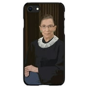 DistinctInk Case for iPhone 7 / 8 / SE (2020 Model) (4.7" Screen) - Custom Ultra Slim Thin Hard Black Plastic Cover - Ruth Bader Ginsburg Cartoon - RIP RBG
