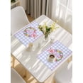 thumbnail image 5 of Happy Easter Placemats Set of 12, Rabbits Bows Spring Tulips Eggs Purple Plaid Placemats for Dining Table, Place Mats for Kitchen Tabletop, Waterproof Wipeable Dining Table Mats Set, 5 of 9