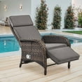 thumbnail image 2 of PARKWELL Outdoor Patio Recliner Chair,Adjustable Rattan Reclining Lounge Chair with Cushion, Gray, 2 of 9