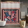 thumbnail image 5 of No Hook Shower Curtains with Snap-in Liner Set, Independence Day Waterproof Hotel Style Bathroom Shower Curtain, Red Blue U.S Flag Butterfly Flowers Striped Mesh Top Bath Curtains 72''x78'', 5 of 9