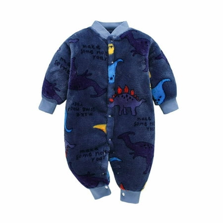 

clearance Baby Girls Boys Warm Romper Clearance Sale Autumn Winter Infant Toddler Baby Long Sleeve Print Plush Romper Jumpsuit Blue 6-9 Months