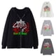 thumbnail image 3 of TRKIYQC Chaqueta de Calle para Hombres y Mujeres, Sudadera con Capucha y Cremallera con Estampado de Letras de Calavera de Estilo Gótico de Manga Larga TRKIYQC moda, 3 of 5