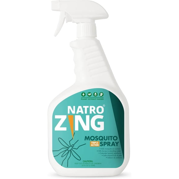 Triple Action Mosquito Spray 32 oz Indoors & Outdoors, Mosquito Control for Patio and Yard, Mosquito Repellent for Home, Plant Extract Based, Non-Toxic, Child & Pet Safe