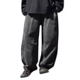 thumbnail image 2 of GiLiling Baggy Jeans for Boys, Wide Leg Elastic Waist Y2K Vintage Wash Denim Pants, Loose Cargo Street Style with Pockets (Grey, 18-24 Months), 2 of 9