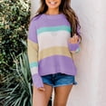 thumbnail image 5 of asdoklhq Womens Plus Size Clearance,Stripes Patchrk Long Sleeves Casual Sweater Blouse Tops, 5 of 9