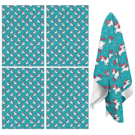 4 Pcs Funny Kitchen Towels Cartoon Unicorn Pattern Microfiber Dish Towels Kitchen Tea Towels Kitchen Towel Set (18 X 26 )