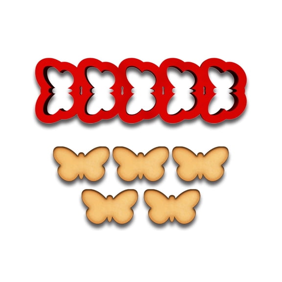 Mini Butterfly Cookie Cutter Strip - 5 Butterflies (1" Each), Perfect for Baking & Fondant
