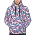 thumbnail image 4 of KLL white flower Skull blue Print Mens Hoodie Long Sleeve Casual Pullover Hooded Sweatshirt Fashion Drawstring Hoodies with Pocket-Small, 4 of 6