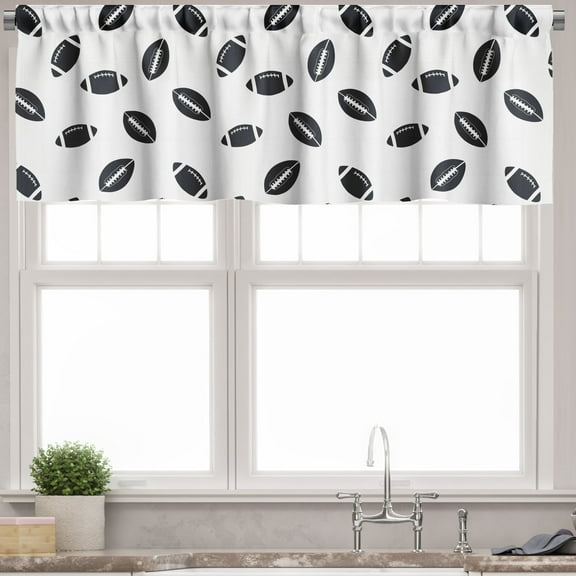 Ambesonne American Football Valance Pack of 2, Black Balls, 54"X12", Black White