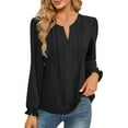 thumbnail image 5 of Oplxuo Womens Tops Dressy Casual Long Sleeve Shirts V Neck Chiffon Blouses Fall Outfits for Women 2025, 5 of 7