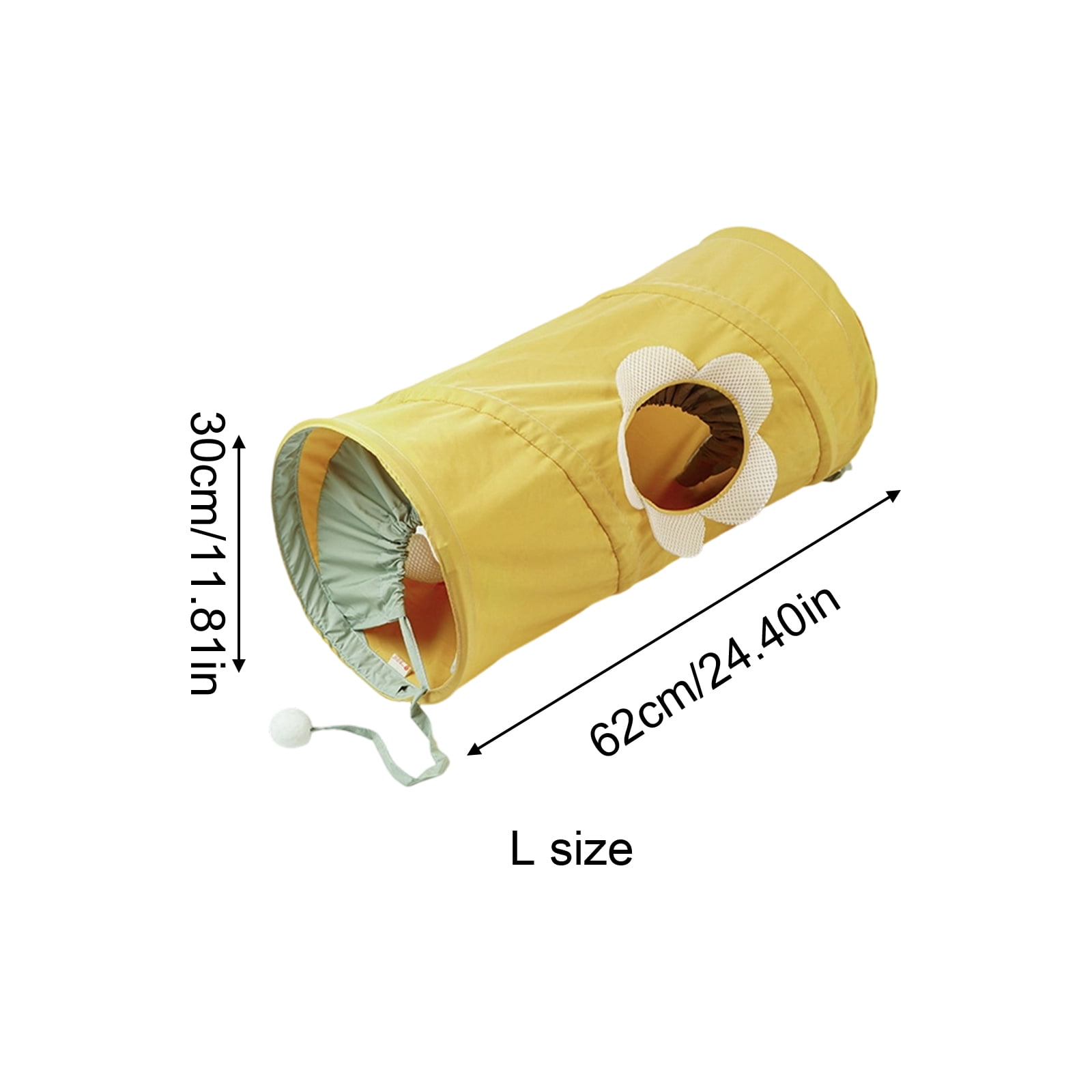 Cat Tunnel Toy, Foldable Yellow, 1 Pack,Suitable for Indoor Cats Play Hideout
