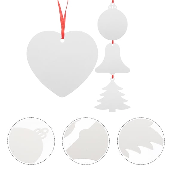 Soimiss 4Pcs Heat Transfer Blank Aluminium DIY Small Ornaments for Christmas Celebration