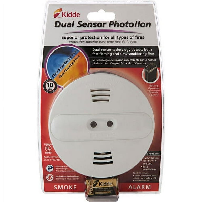 Kidde Dual-sensor Smoke Alarm - 9 V - Audible, Visual - White Kidde Dual-sensor Smoke Alarm - 9 V - Audible, Visual - White