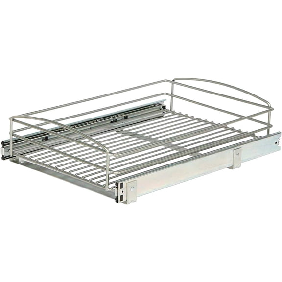 Knape & Vogt RS-MUB-14-FN 5 in. H x 15 in. W x 20 in. D Multi-Use Basket Silver Pull Out Cabinet Organizer, Frosted Nickel