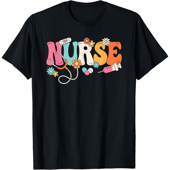 Premium Daily Comfort - Cute Retro Groovy Nurse Flower Nursing Women T-Shirt