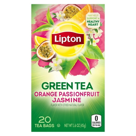 (4 Boxes) Lipton Green Tea Bags Orange Passionfruit Jasmine 20