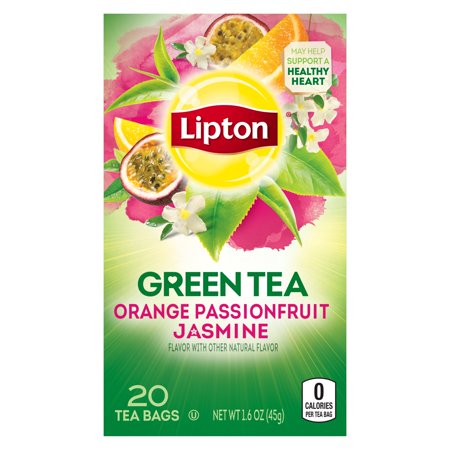 (4 Boxes) Lipton Green Tea Bags Orange Passionfruit Jasmine 20 (Best Store Bought Green Tea For Weight Loss)