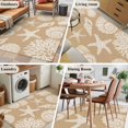 thumbnail image 6 of Summer Marine Life Washable Area Rug 3 x 5 ft Graffiti Corals Shell Conch Sea Starfish Khaki, Soft Non Slip Rugs Stain Repellent Indoor Felt Carpet for Living Dining Room Bedroom Home Office, 6 of 9